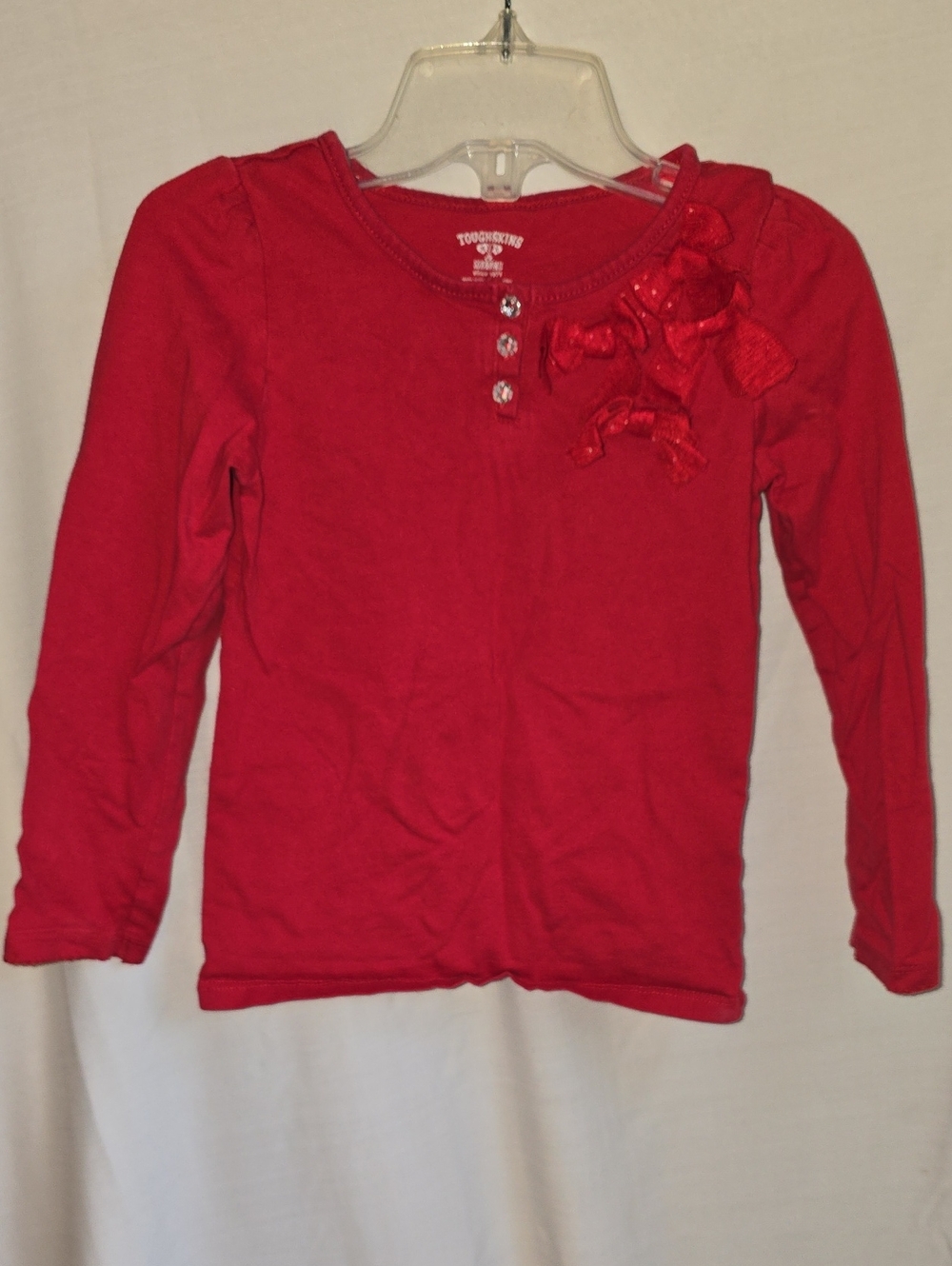 Toughskins Bright Red Girls' Long-Sleeve Top with Bow Accents